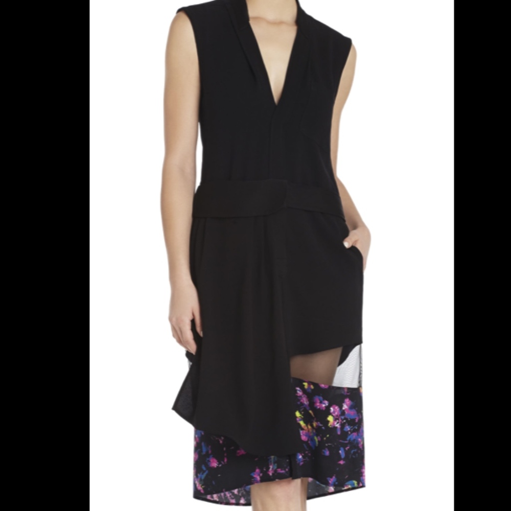 BCBGMAXAZRIA Black Floral Runway Rosalya Dress XXS